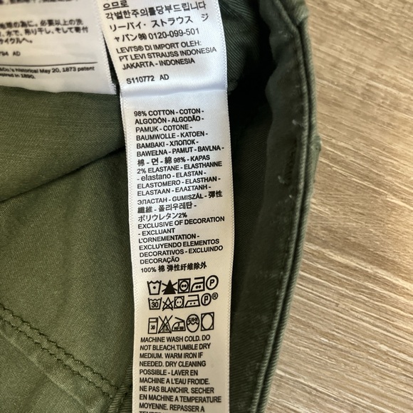 Levis High Waist Straight Leg Utility Pants Olive Green W26 L27 Surplus Chino - Picture 5 of 16